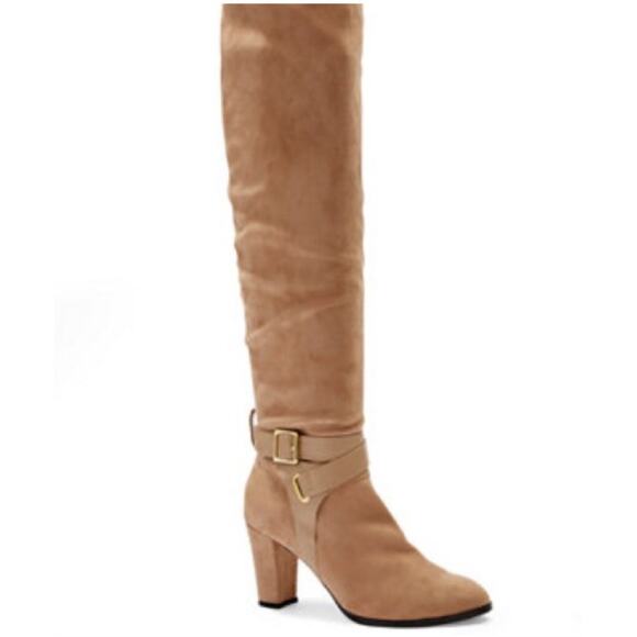 New York & Company Eva Mendes Over The Knees High Heels Boots Taupe Size 9M - Picture 1 of 12